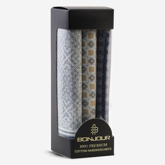 Men’s Silcora Cotton Handkerchiefs | 100% Pure Cotton | Soft & Absorbent | Pack of 3 | Regular - Size