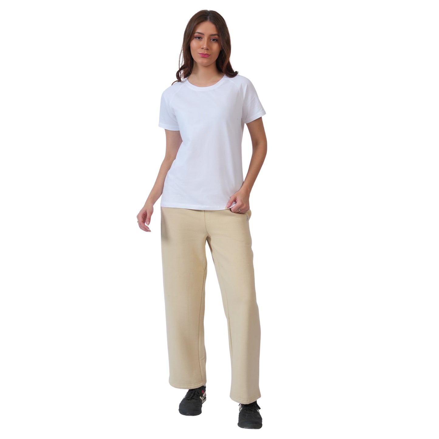 Women’s Solid Straight Fit Winter Track Pants (Biscotti)