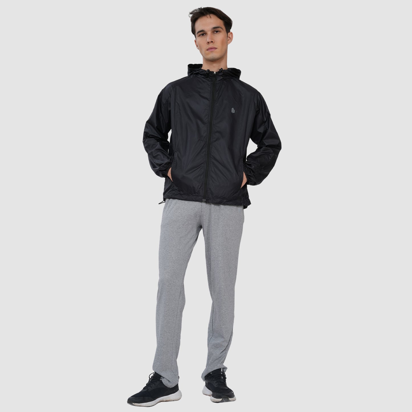 Bonjour Men's Regular Fit Windcheater Jacket for Running, Travel & Hiking,  Lightweight Full-Zip High Neck Windbreaker with Pockets