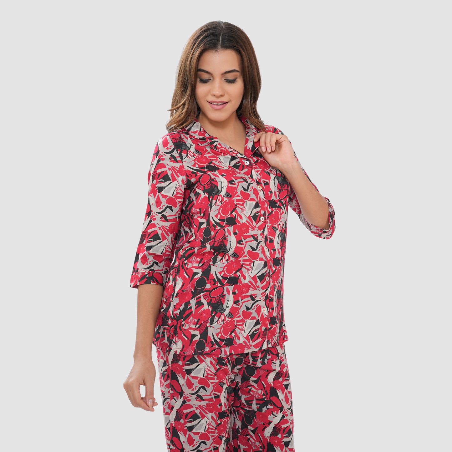 Bonjour Women's Floral Print Cotton Lounge Wear Set