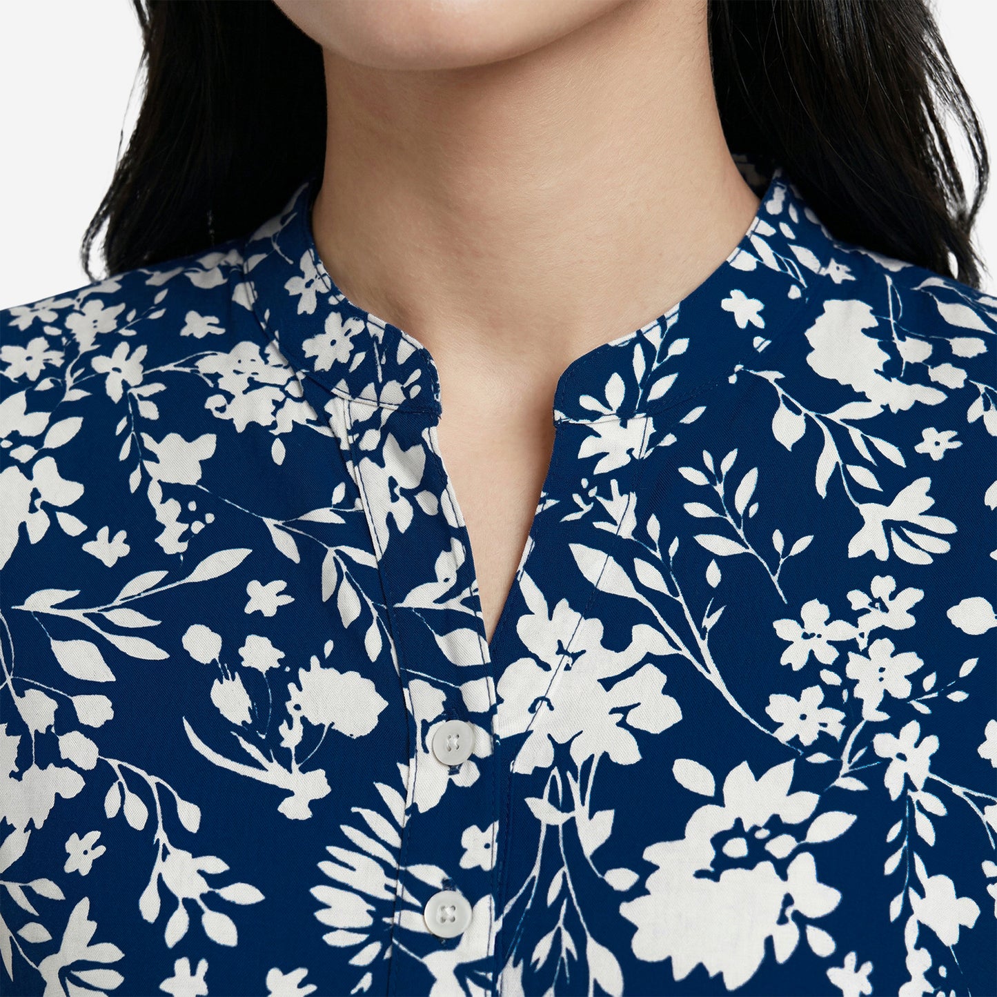 Navy Women Floral Printed Short Kurti – Stylish & Comfortable (Pack of 1)