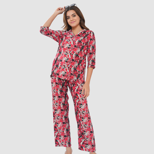 Bonjour Women's Floral Print Cotton Lounge Wear Set