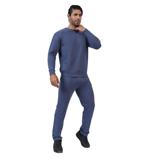 Men's Cotton Blend Solid Co-ord Set Winter Wear (Lt. Navy)