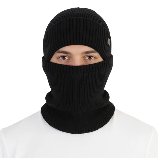 Men's Winter Cap With Neck Warmer (Black)