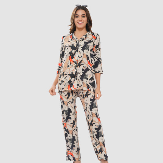 Bonjour Women's Floral Print Cotton Lounge Wear Set