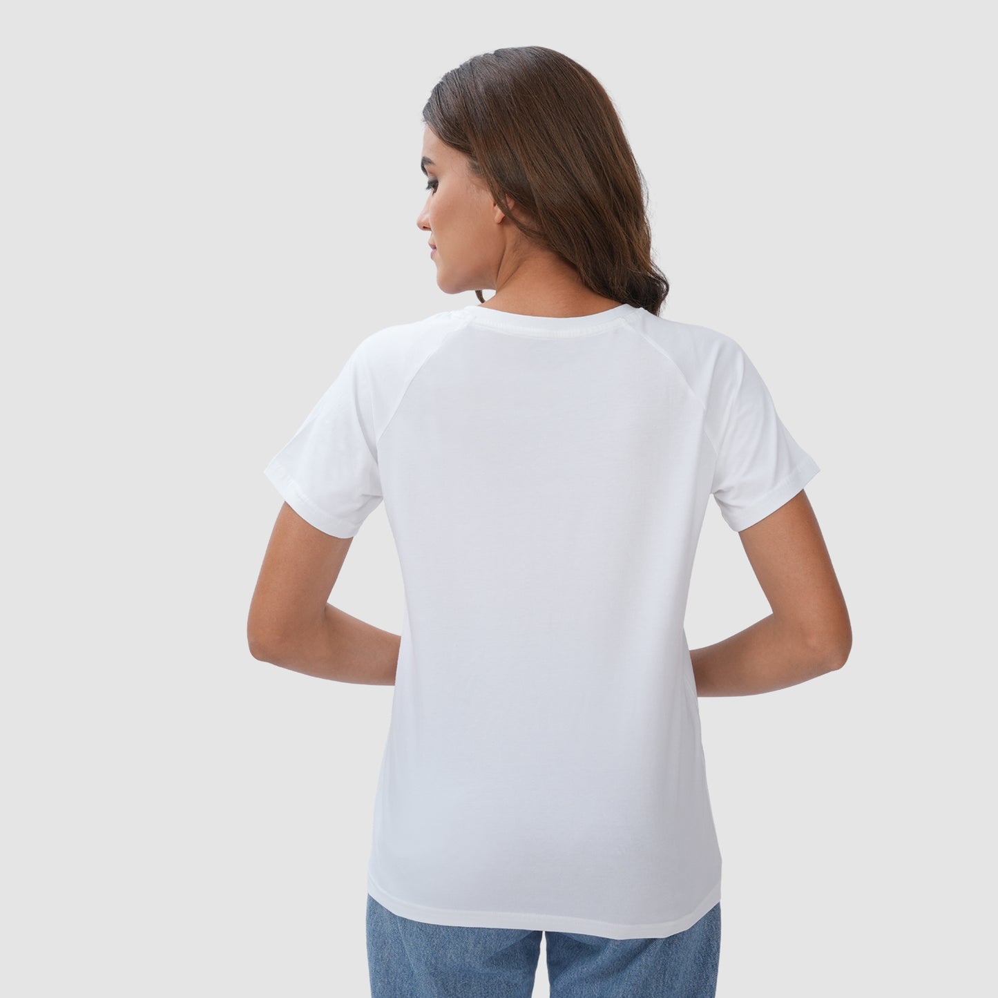 Women Knitted Fabric Regular Fit Short Sleeve Tee/T-shirt - White