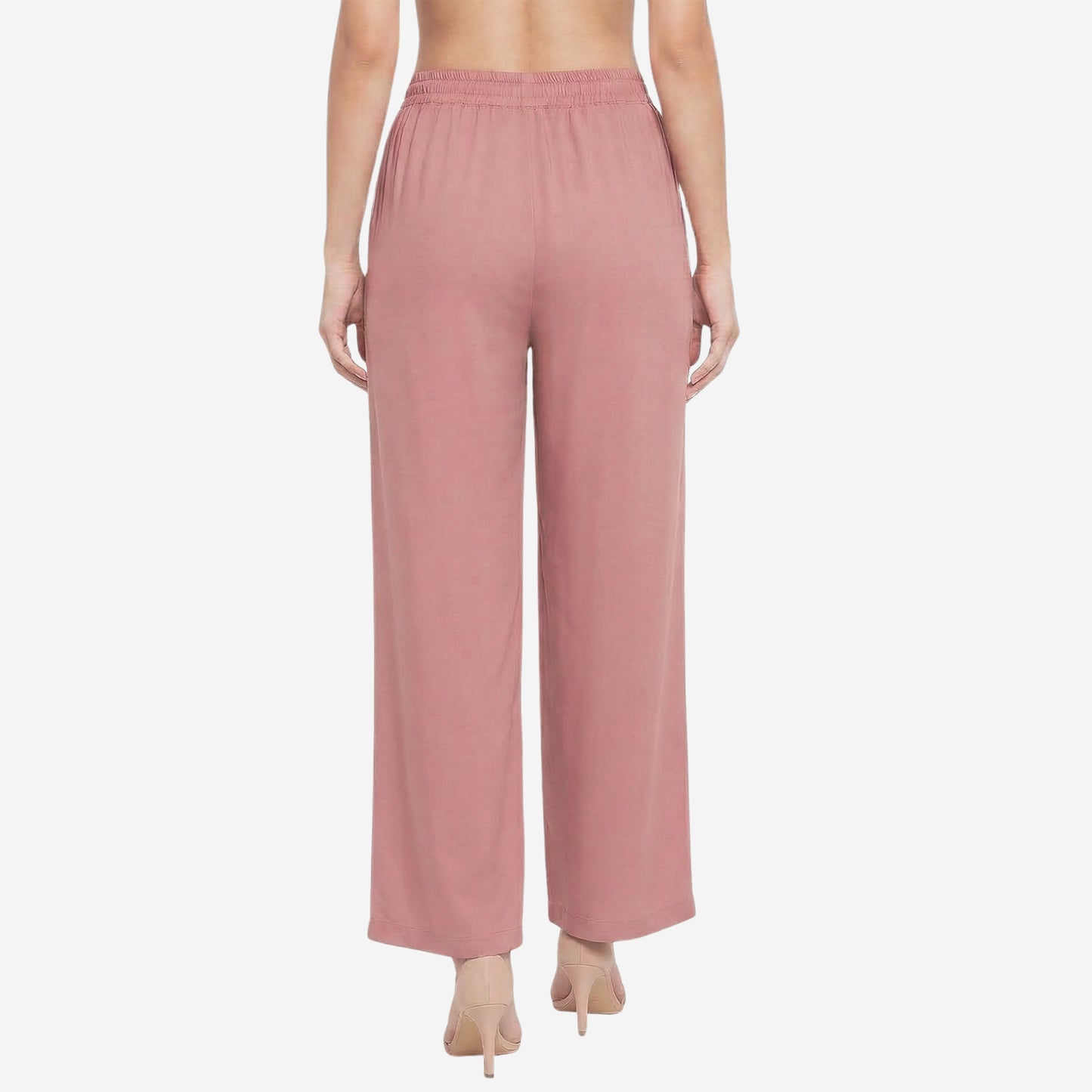 Women Solid Woven Viscose Palazzo -Slate Rose