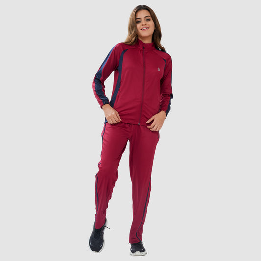Bonjour Women's High Neck Winter Tracksuit with Full Zip Jacket & Elastic Waist Lower – Soft Warm Activewear for Gym, Running & Casual Wear