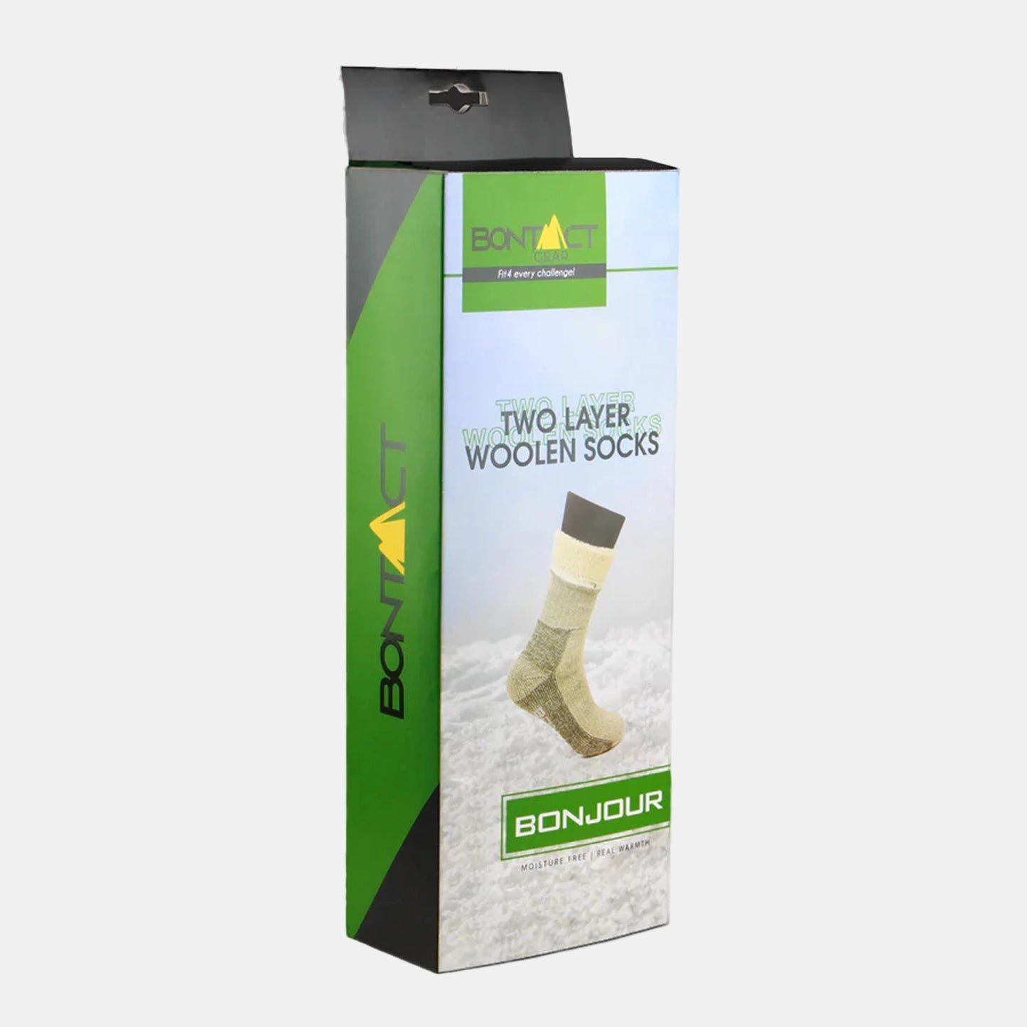 Double Layered Woolen Socks for Men (for upto -50degree) (Color:- Green/Black)