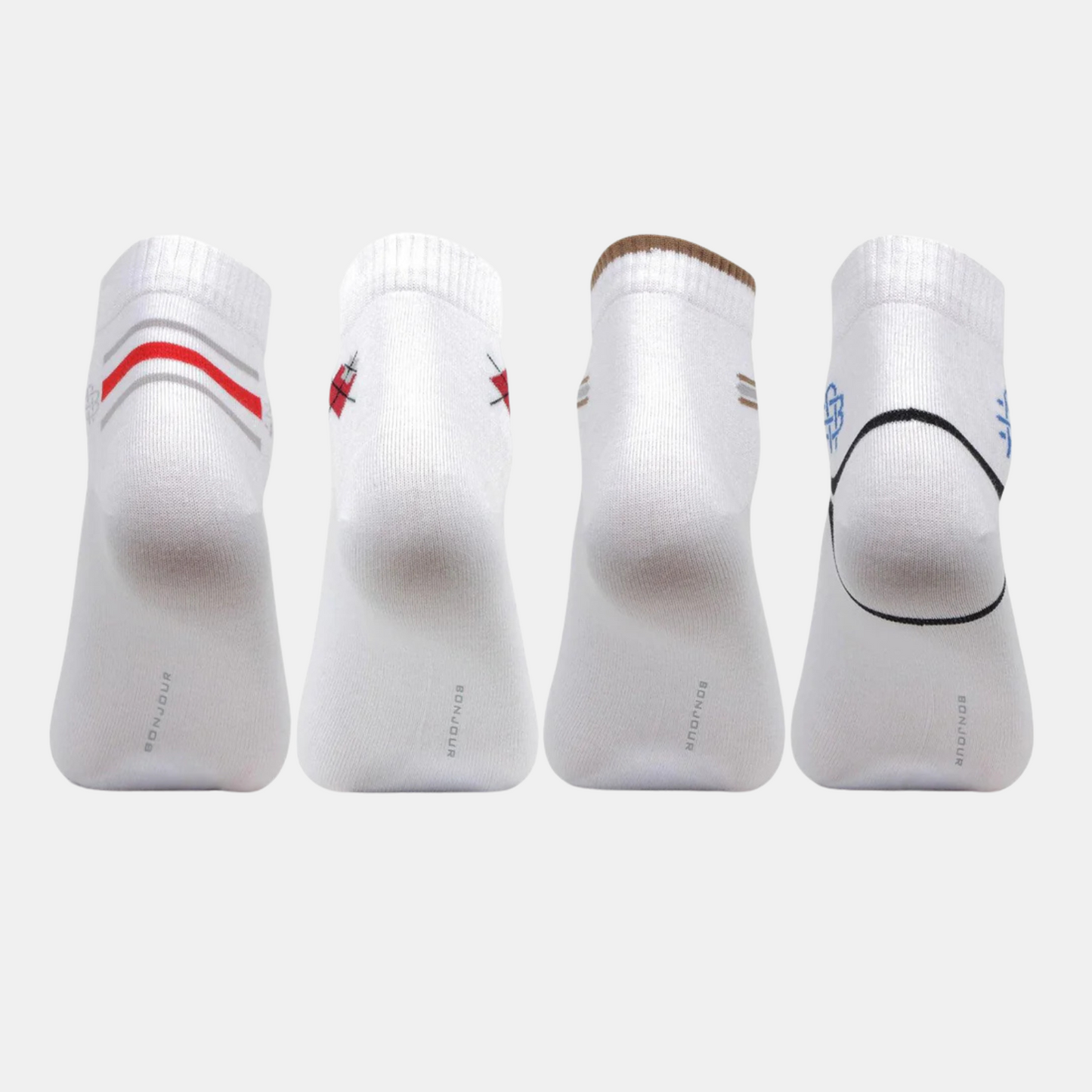 Men White Color Ankle length Socks - Pack Of 4