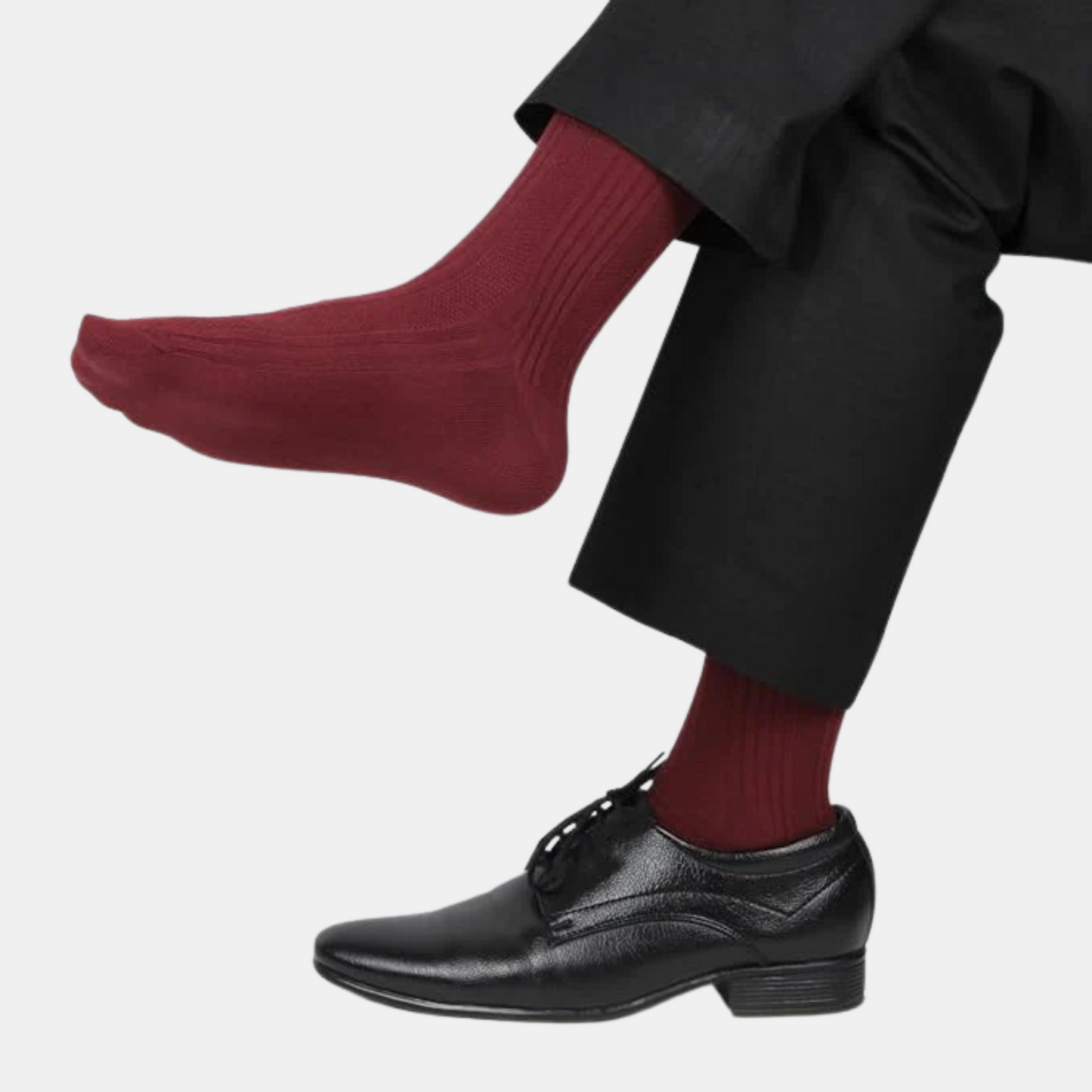 Men's Cosmic Ribbed Formal Socks - New Maroon