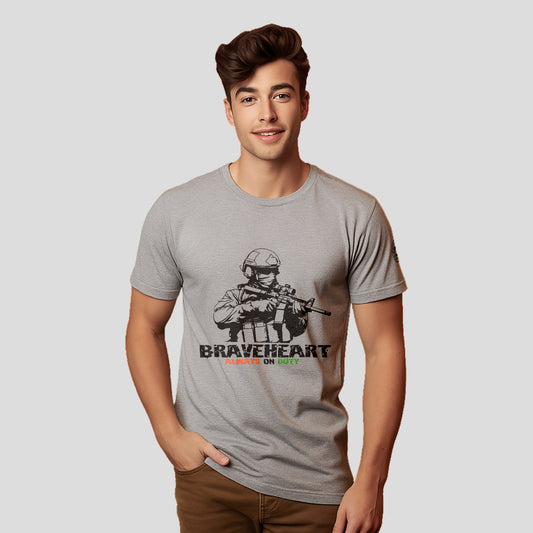 Bontact BRAVEHEART Round-Neck Half Sleeve T-Shirt (Lt.Grey)