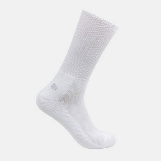 Men's Crew Length Diabetic Socks (White)