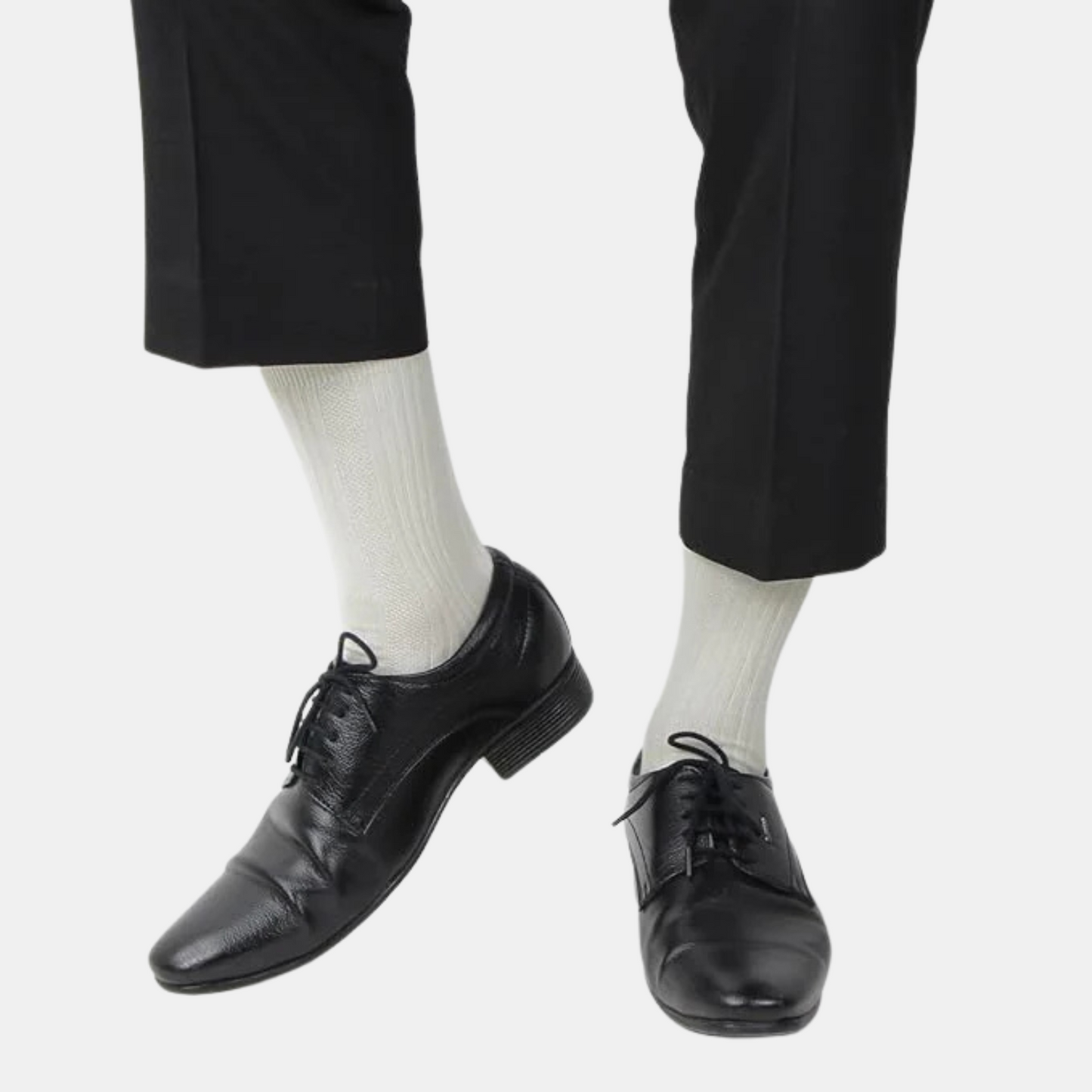 Men's Cosmic Ribbed Formal Socks - Cream