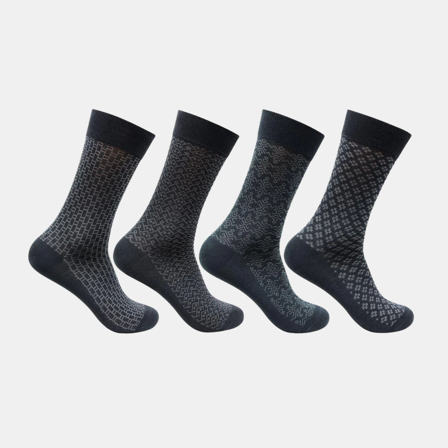 Men Socks - Mercerized Self Design Formal Dress Socks - Pack of 4