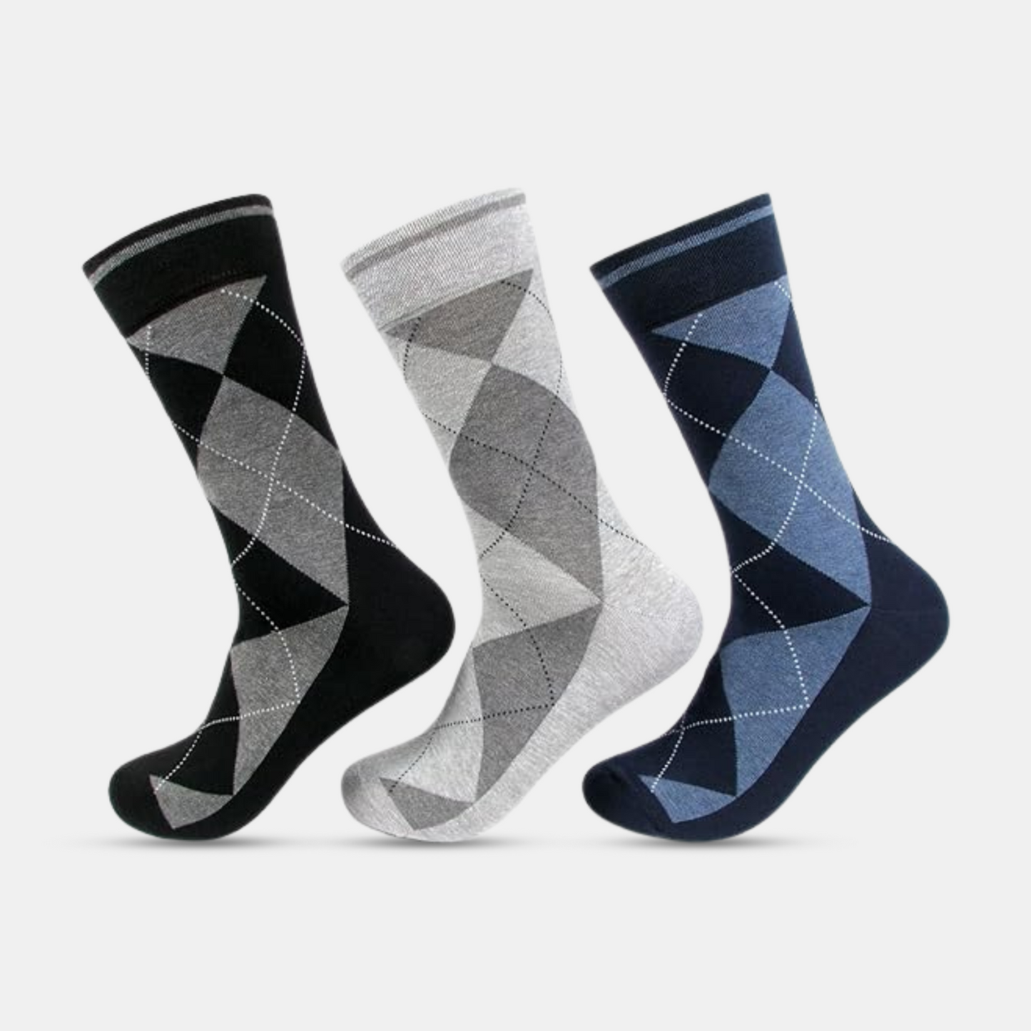 Men's Classic Argyle Formal Multicoloured Crew Length Socks - pack of 3