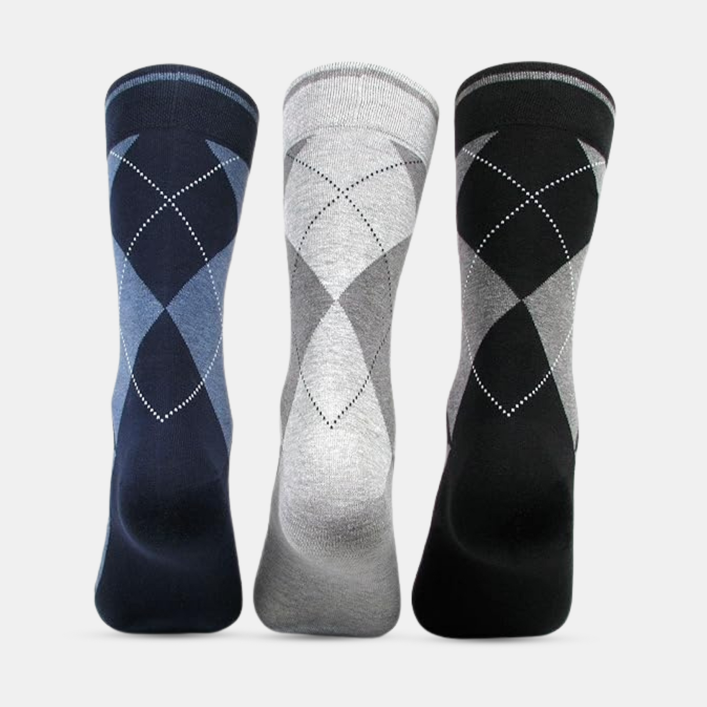 Men's Classic Argyle Formal Multicoloured Crew Length Socks - pack of 3