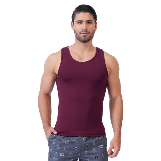Bamboo Vest for Men - Midnight Plum (Pack of 1)