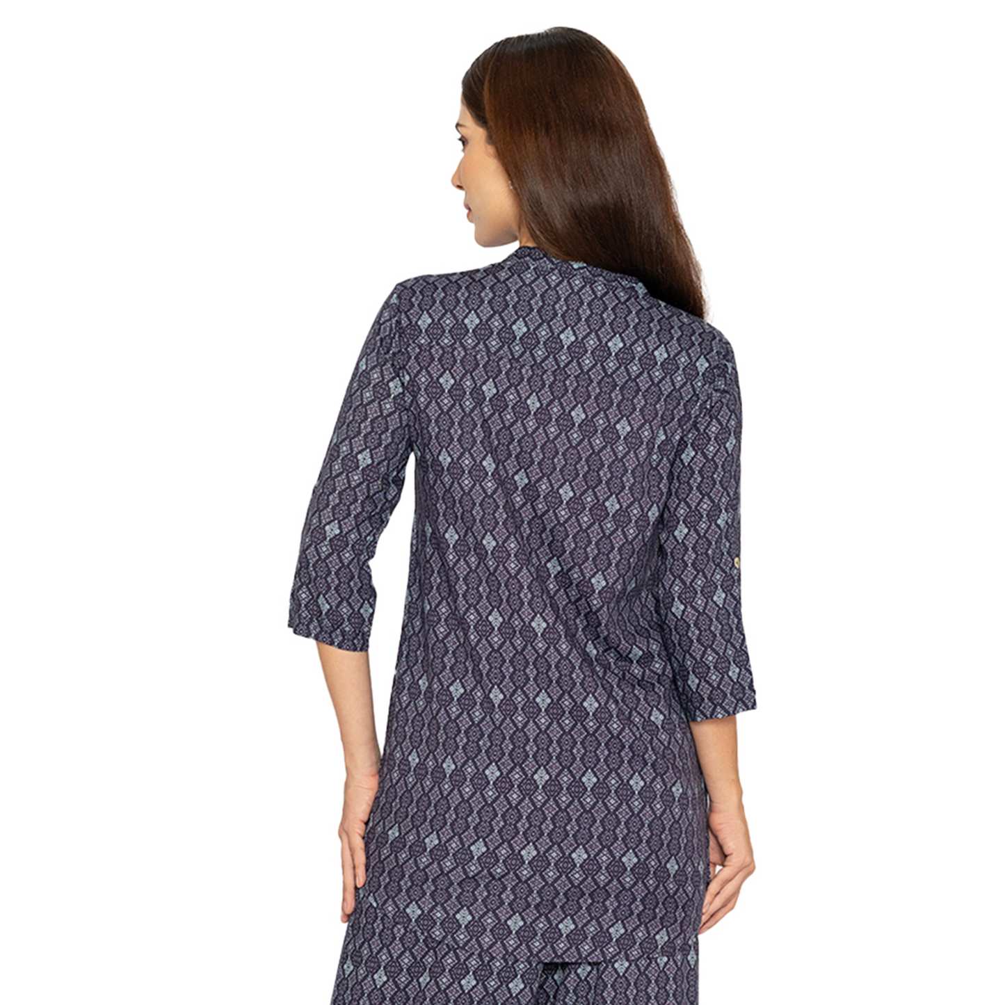 Women's Indigo Short Kurti – Printed 3/4th Sleeve Everyday Wear