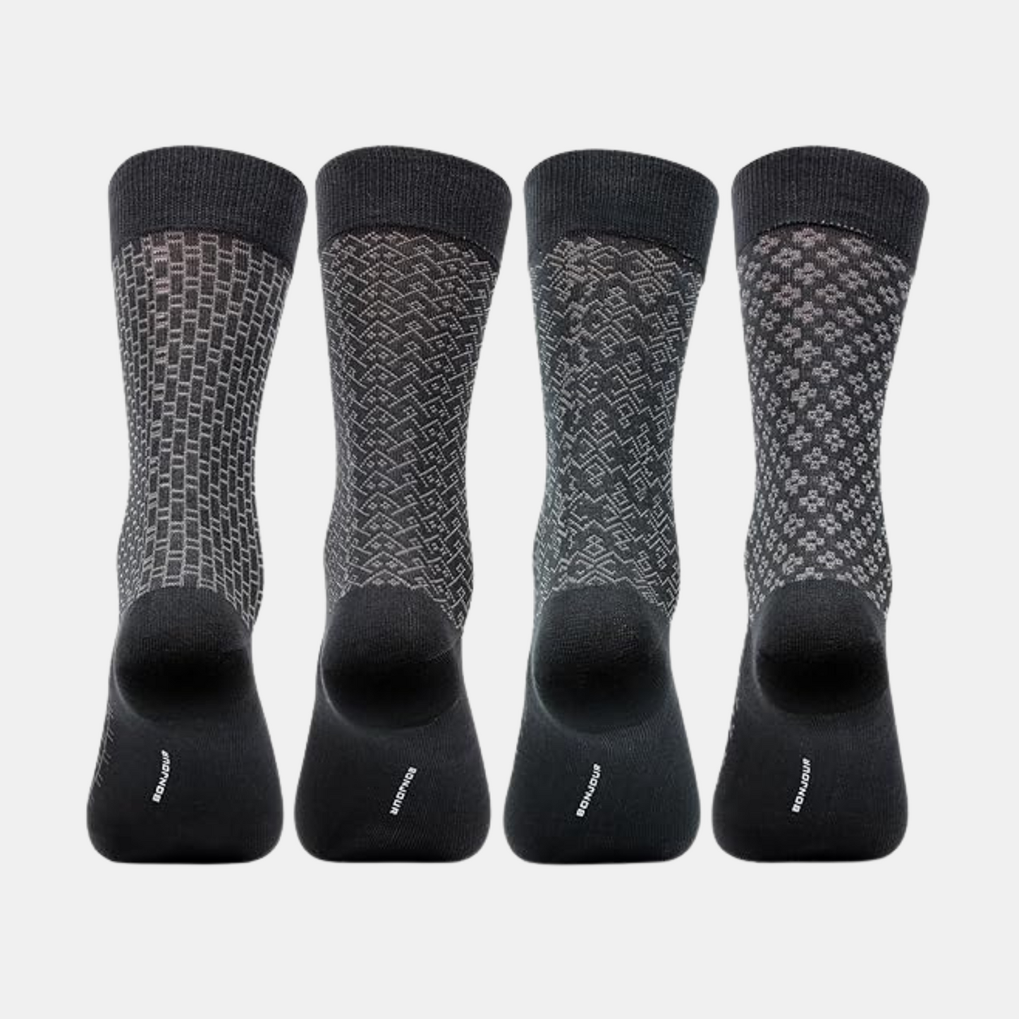 Men Socks - Mercerized Self Design Formal Dress Socks - Pack of 4