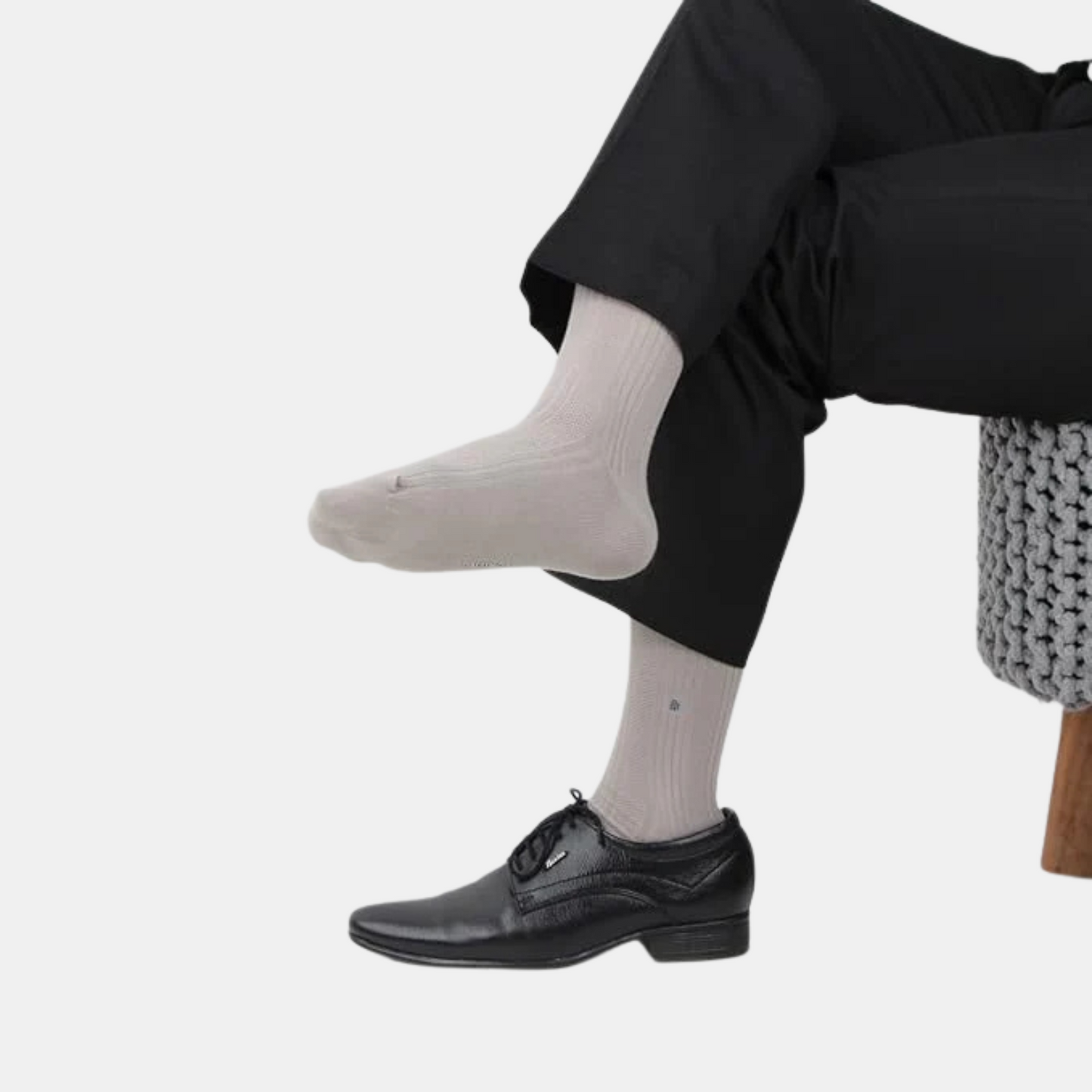 Cosmic Ribbed Formal Socks - Light Grey