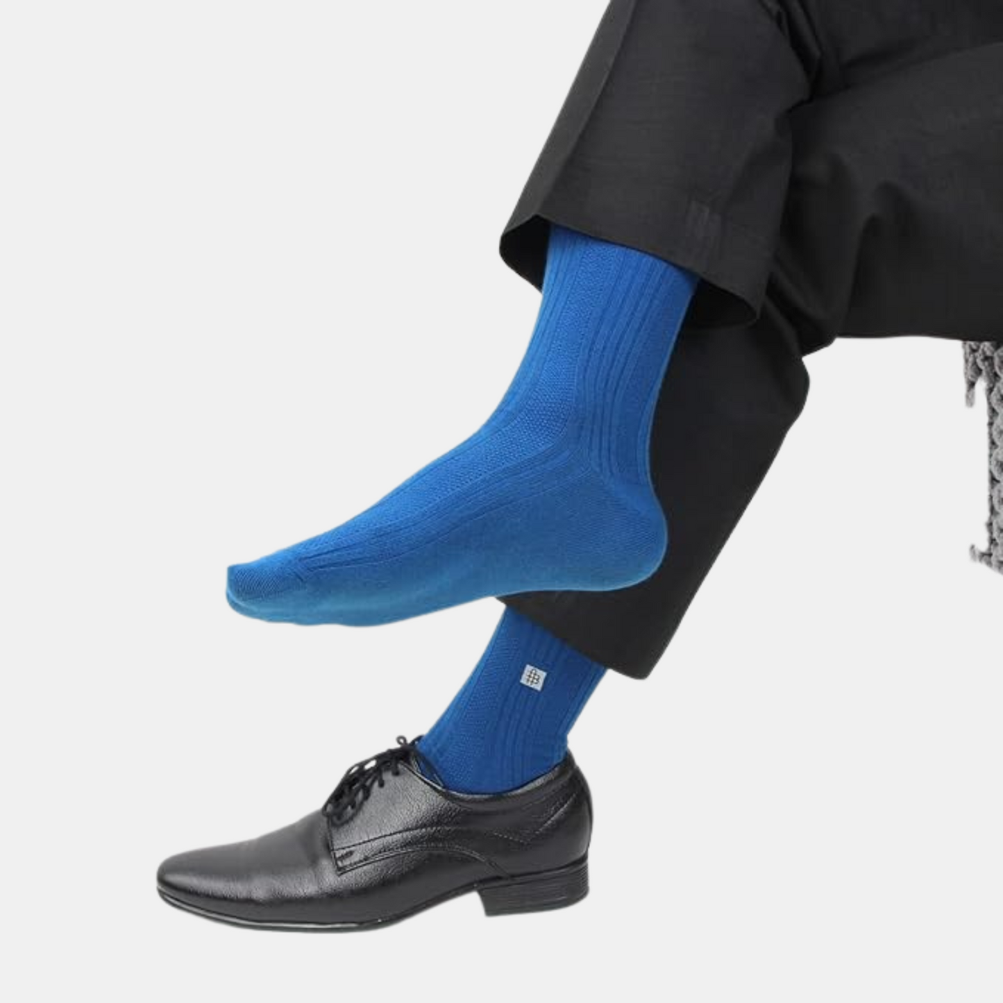 Cosmic Ribbed Formal Socks - Blue