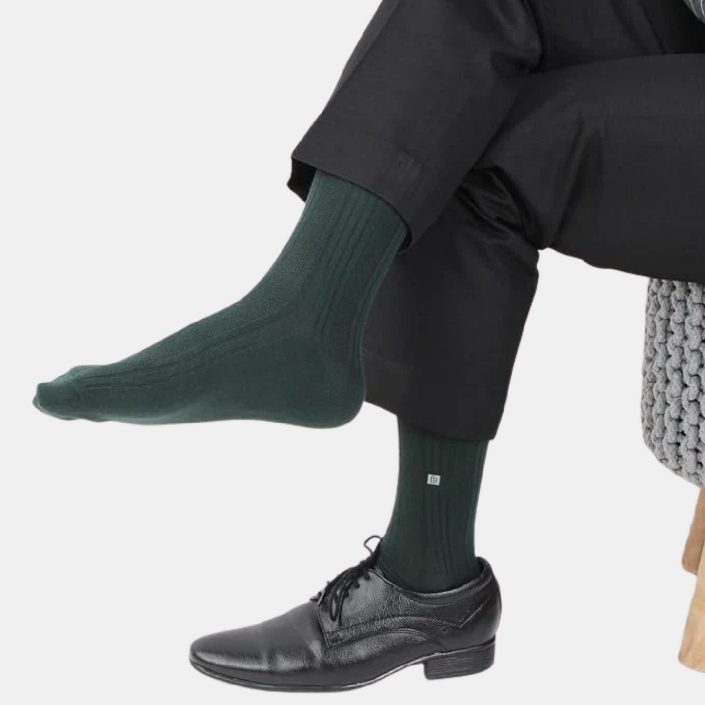 Men's Cosmic Ribbed Formal Socks - Bottle Green