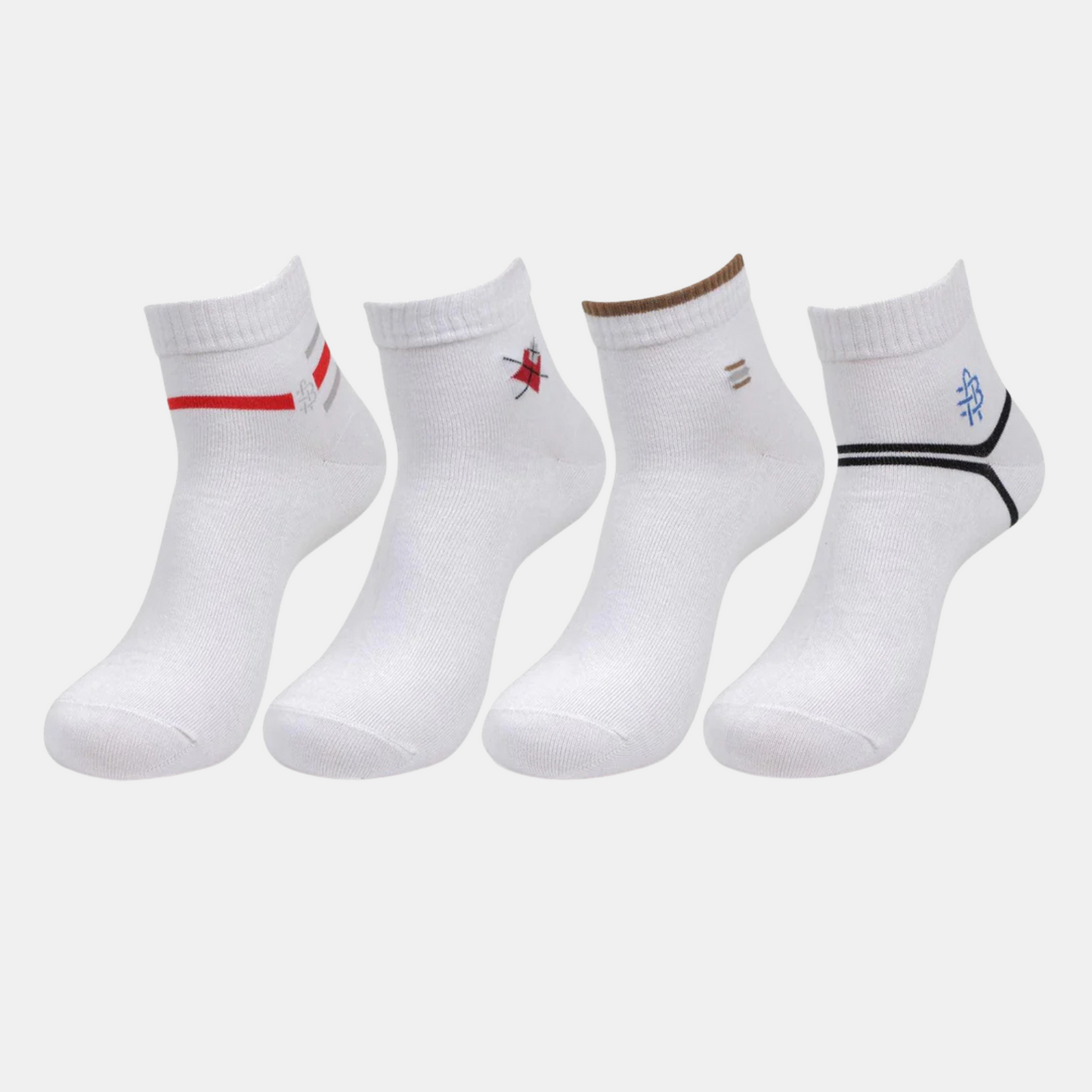 Men White Color Ankle length Socks - Pack Of 4