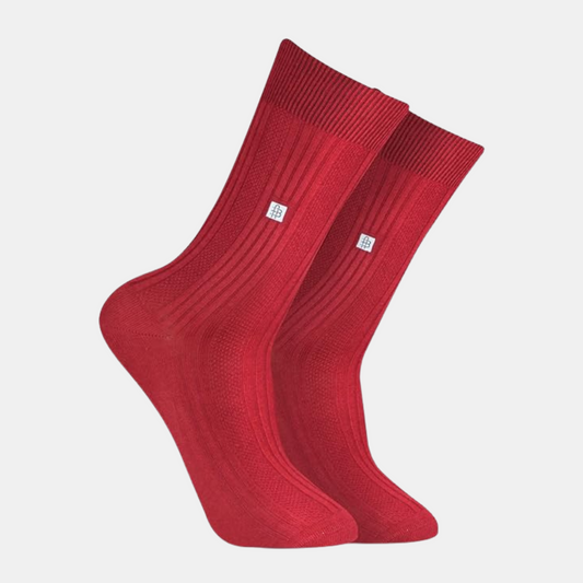 Men's Cosmic Ribbed Formal Socks - New Maroon