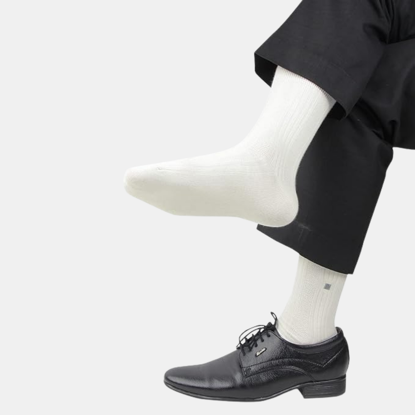 Men's Cosmic Ribbed Formal Socks - Cream
