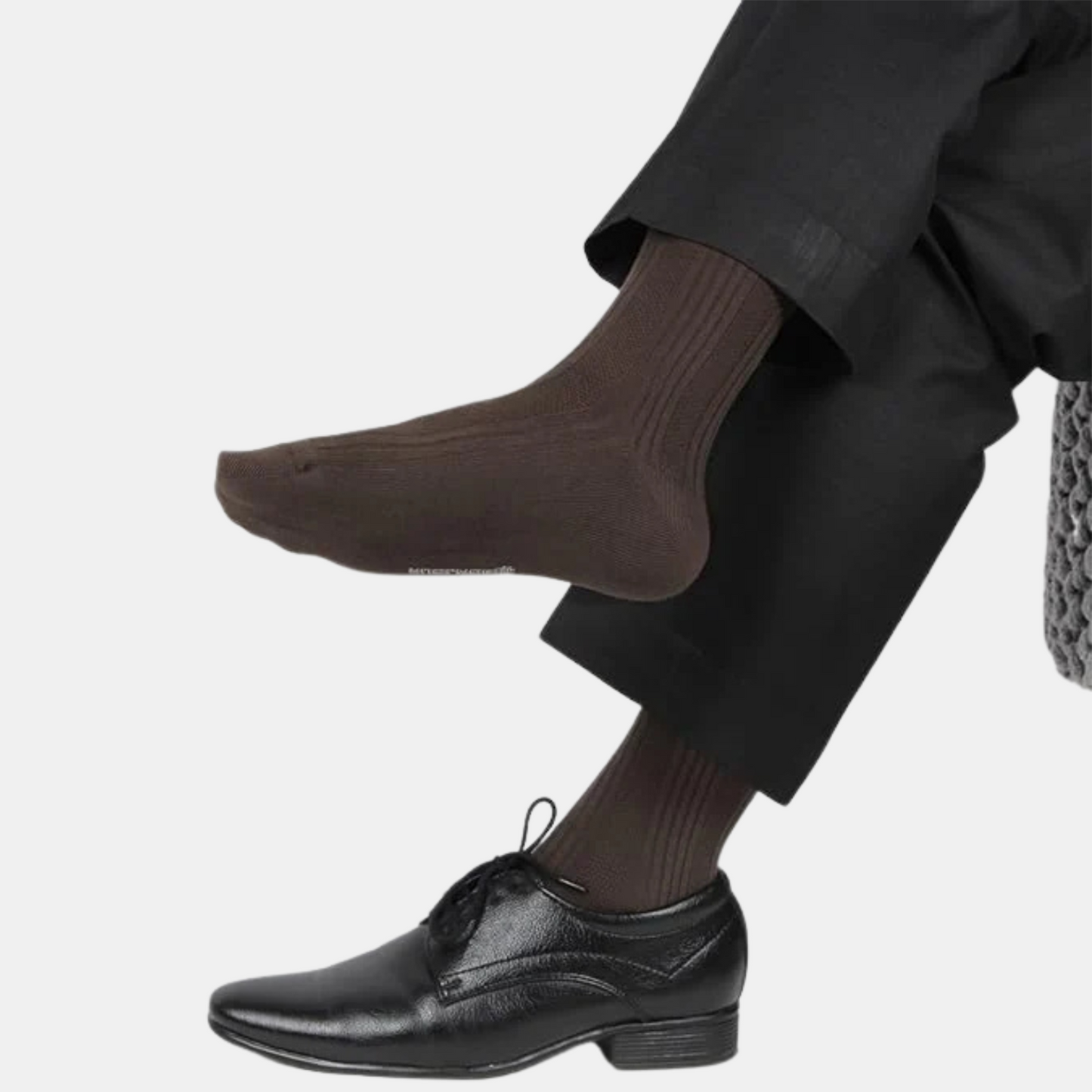 Cosmic Ribbed Formal Socks - Brown