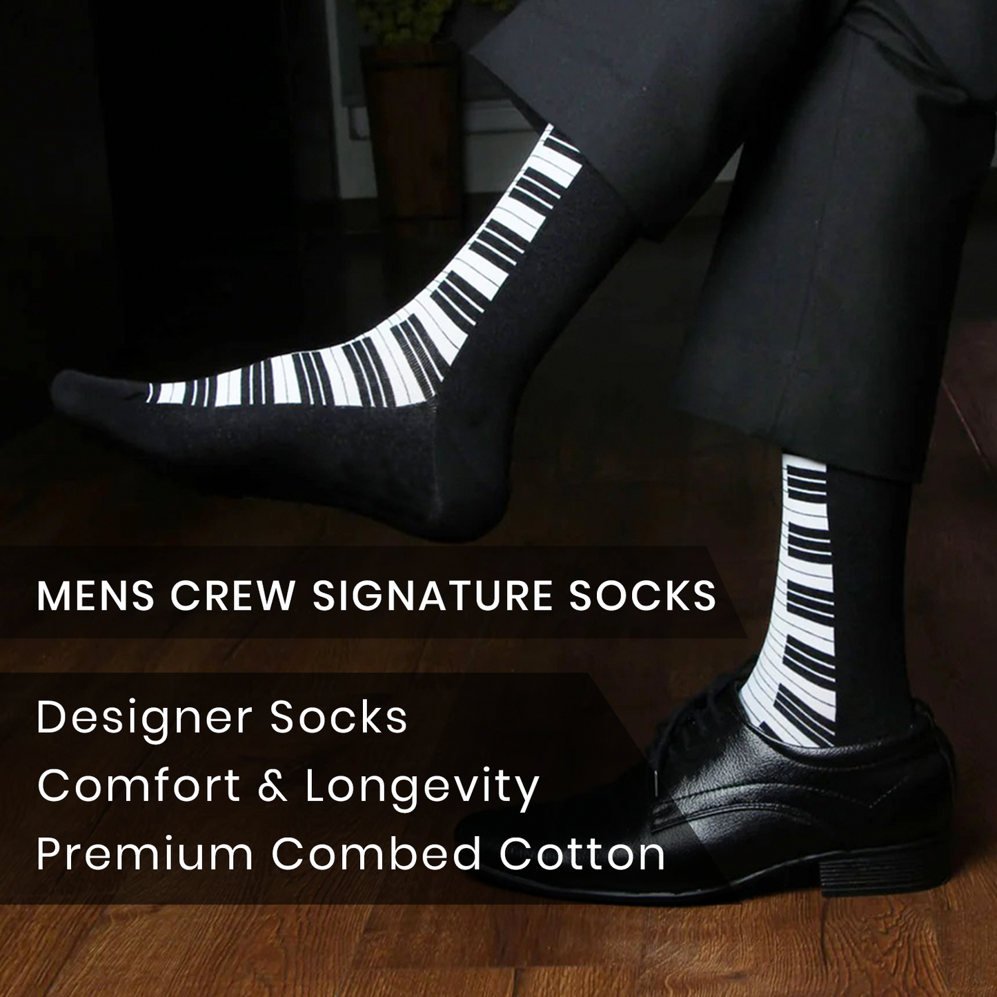 Elite Black & White Designer Socks for Men - Pack of 3