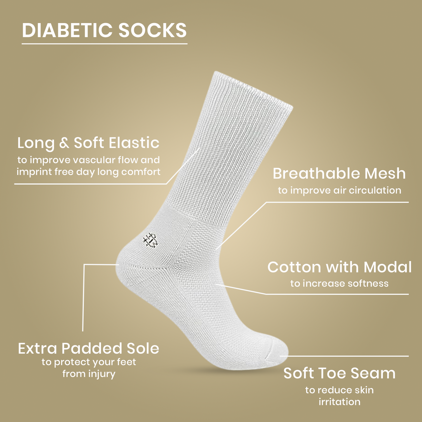 Men's Diabetic Socks (Light Grey)