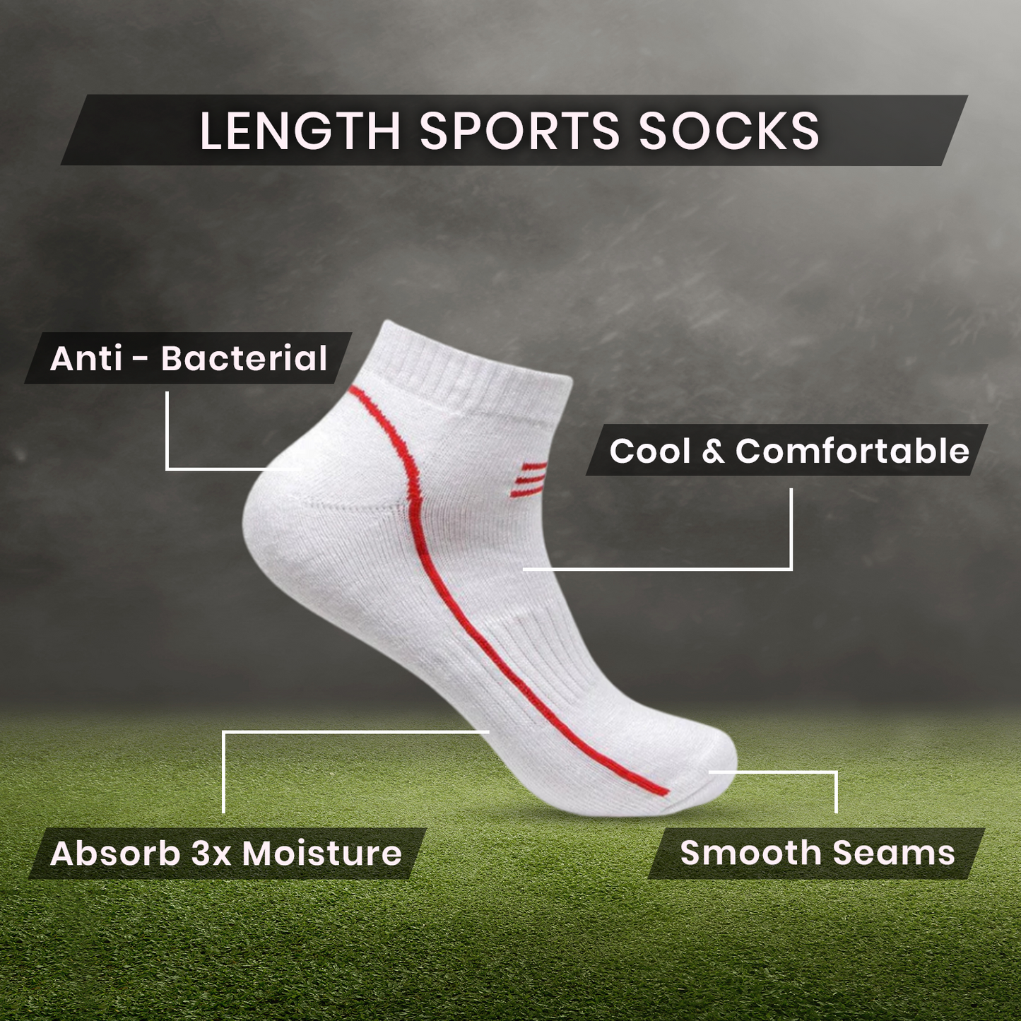 Men Cushioned White Secret Length Sports Socks- Pack of 3