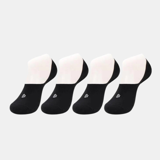 Unisex Cotton Loafer Socks In Black - Pack Of 4