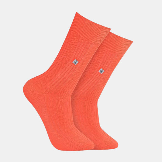 Cosmic Ribbed Formal Socks - Orange
