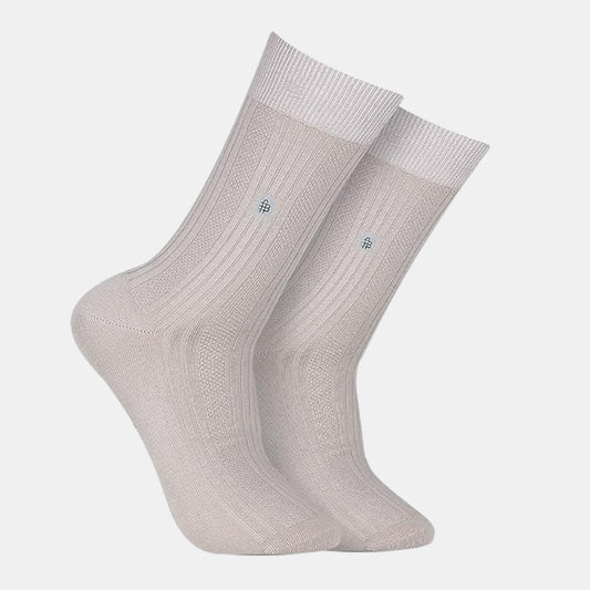 Cosmic Ribbed Formal Socks - Light Grey