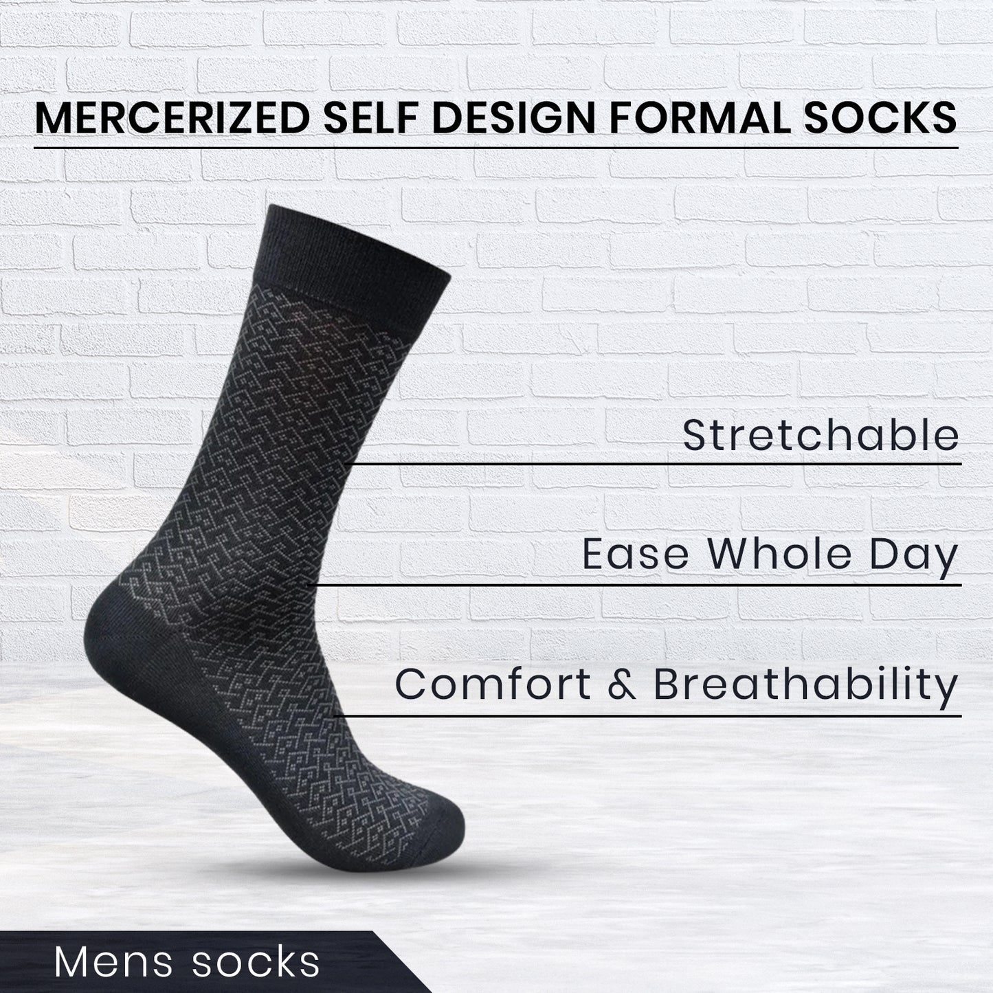 Men Socks - Mercerized Self Design Formal Dress Socks - Pack of 4