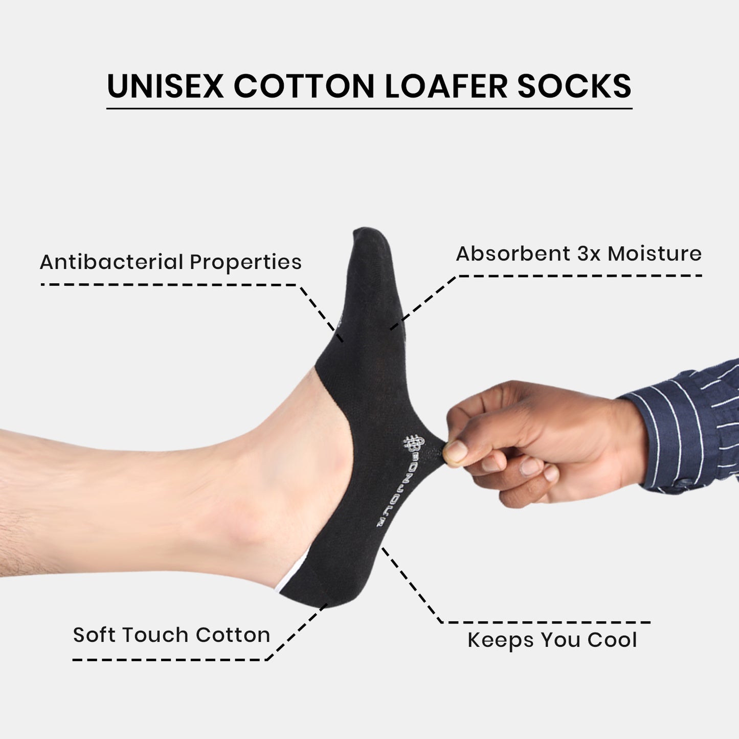 Unisex Cotton Loafer Socks In Black - Pack Of 4