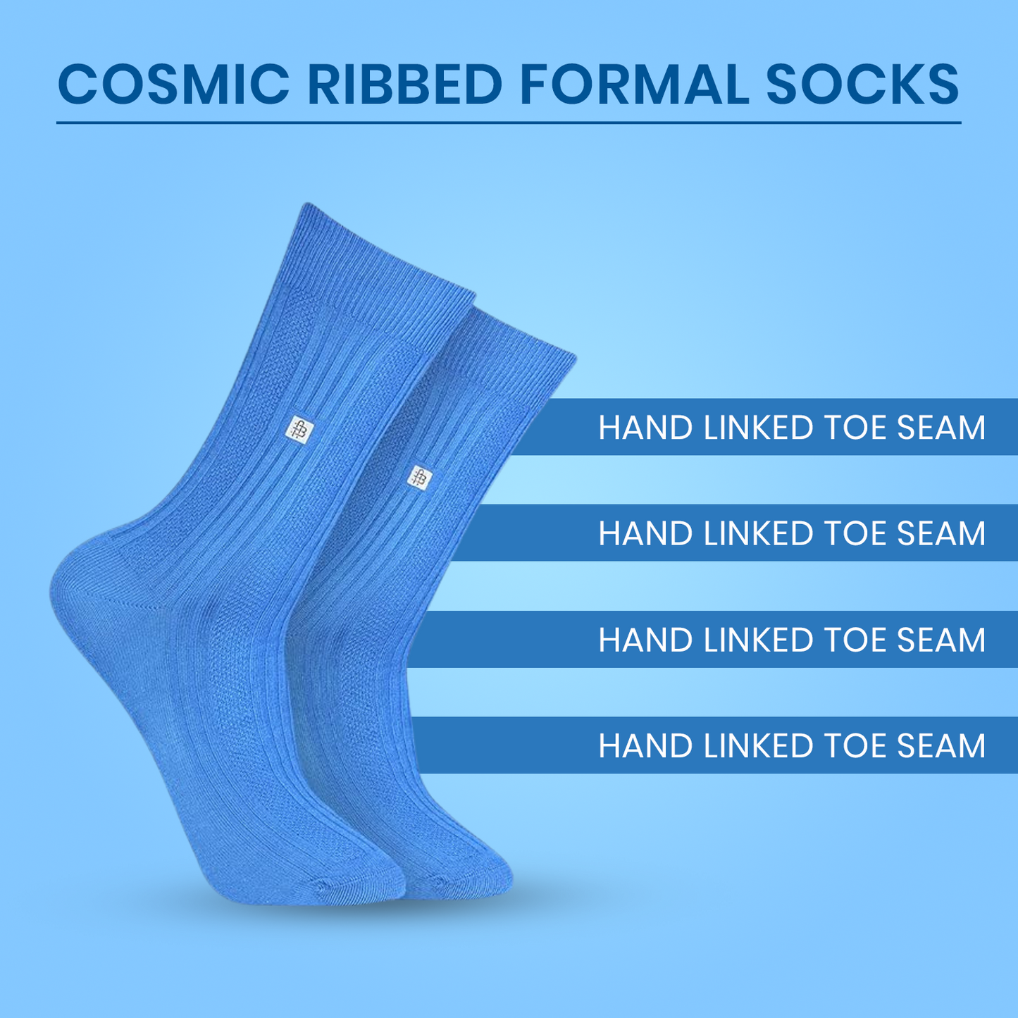 Cosmic Ribbed Formal Socks - Blue