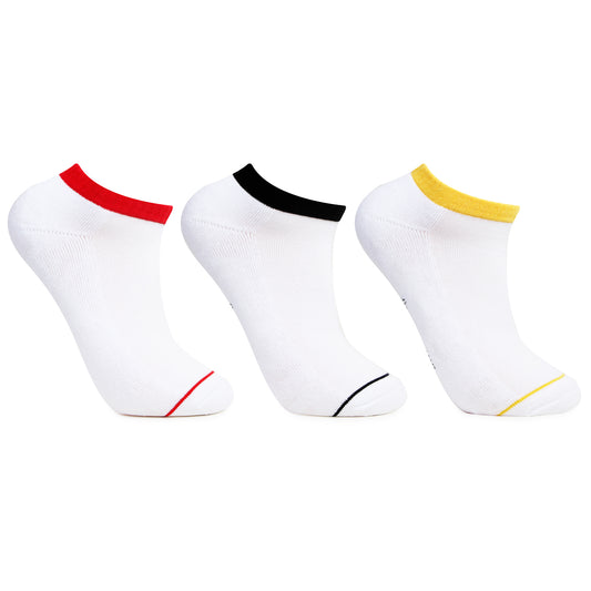 Men's White Cushioned Ankle Sports Socks - Pack of 3