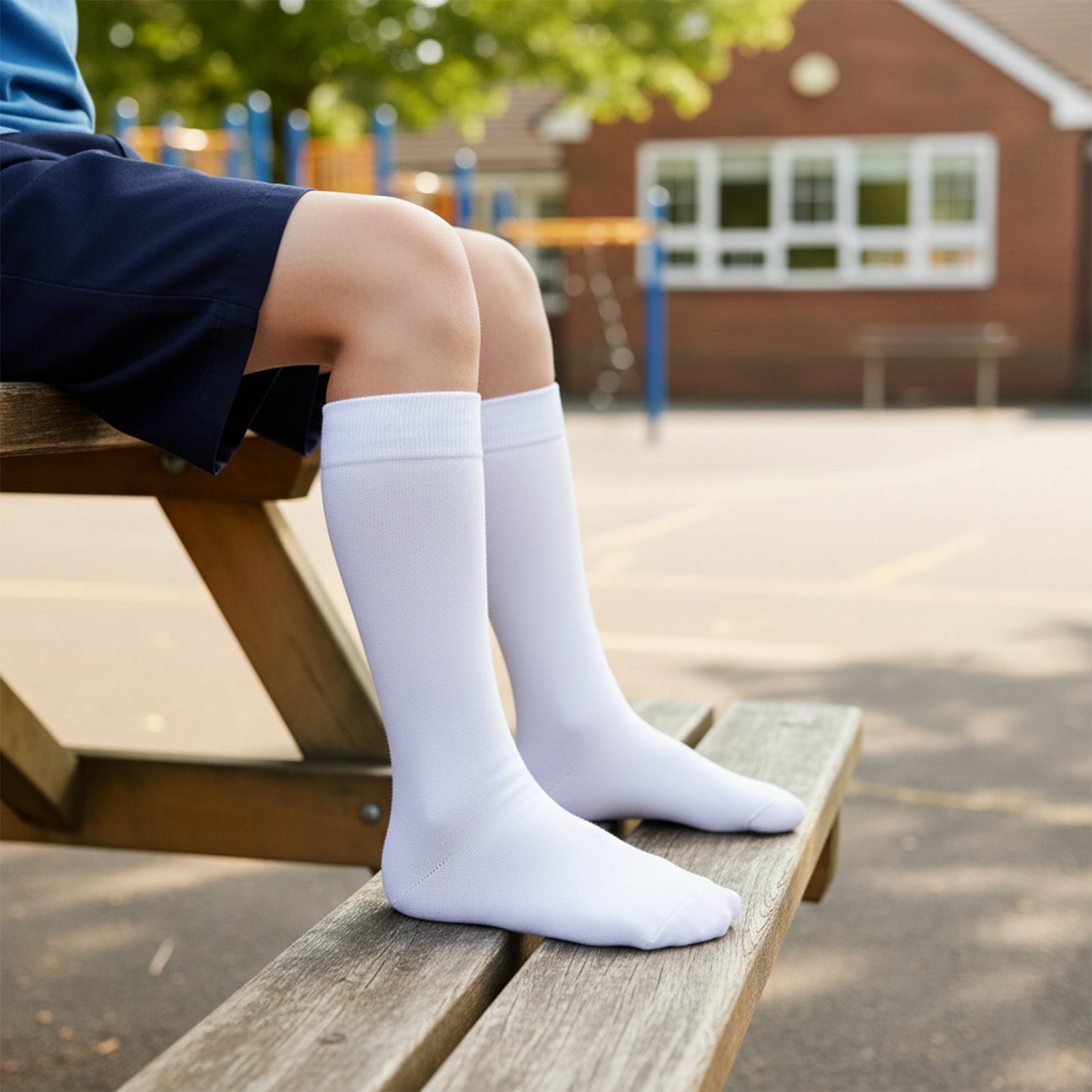 Kids Plain White Cotton School Socks - Pack of 5