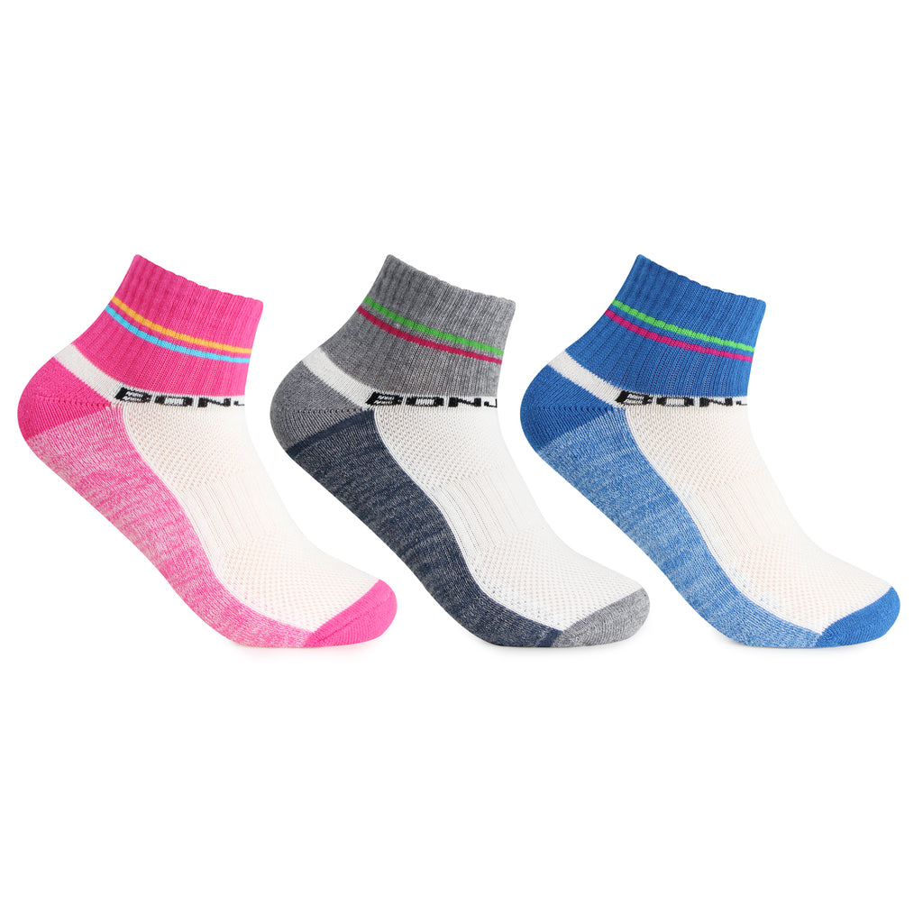 Women Ankle Length Cushioned Sports Socks-Pack Of 3