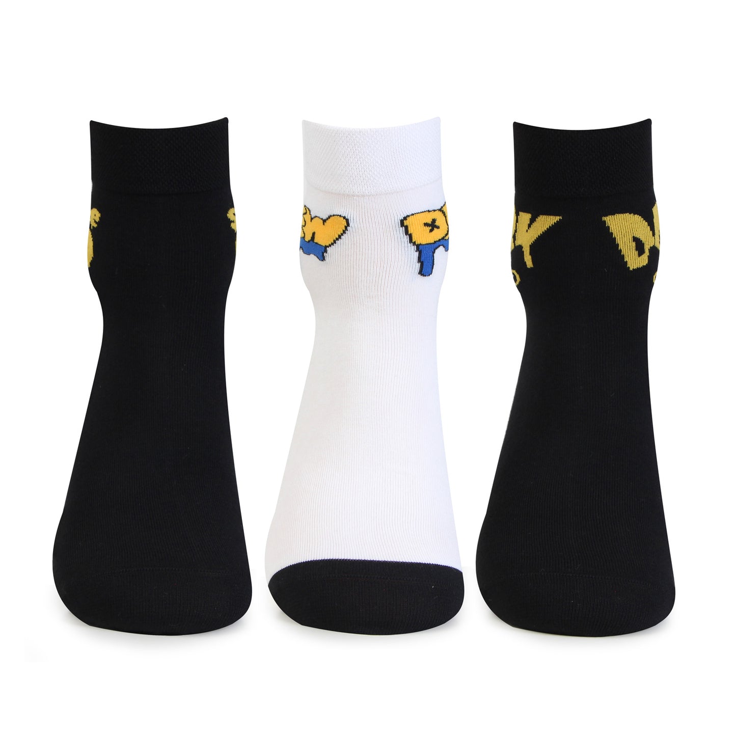 Men Multicolored Designer Ankle Bold Socks - Pack of 3