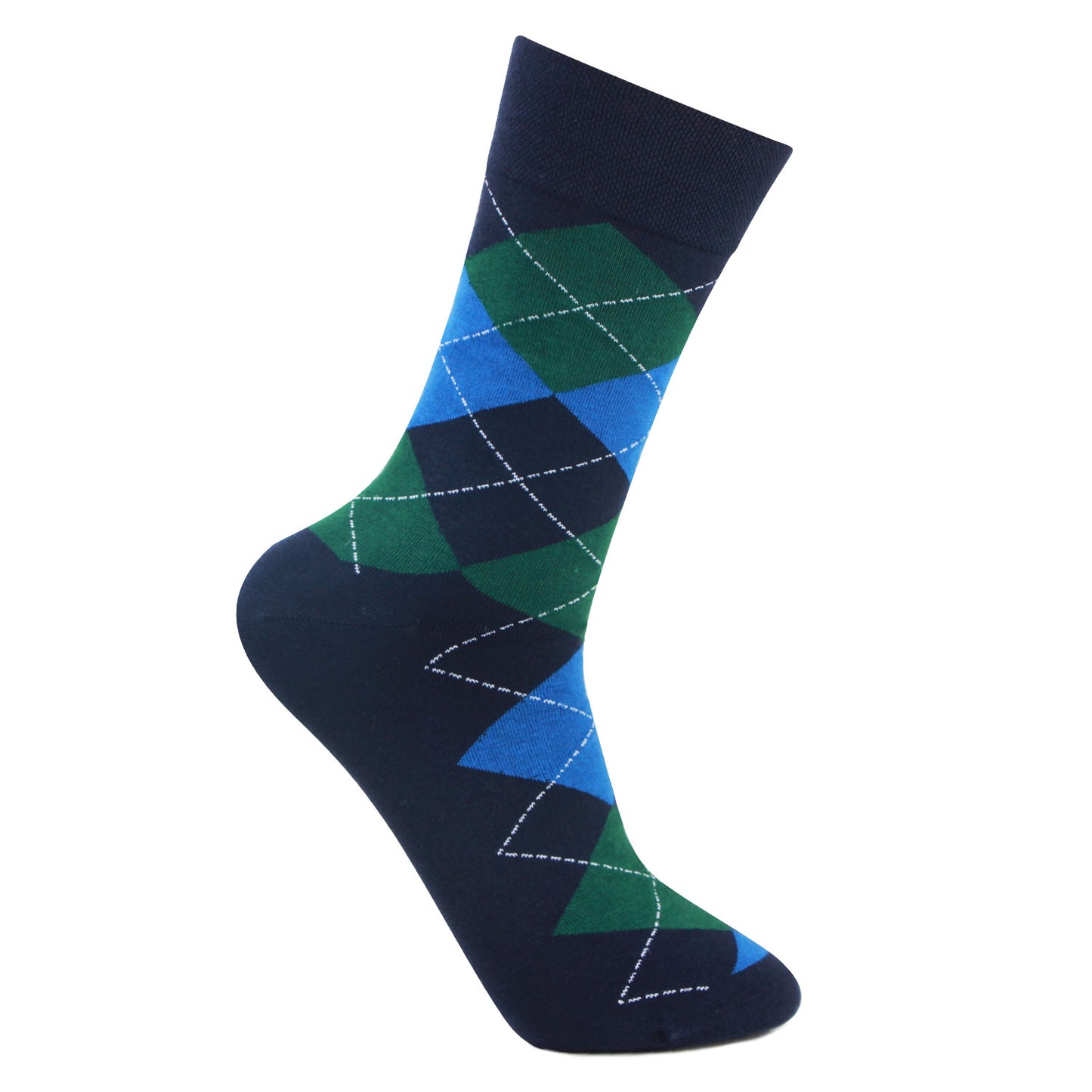 Men's Cotton Argyle Designer Signature Socks - Navy