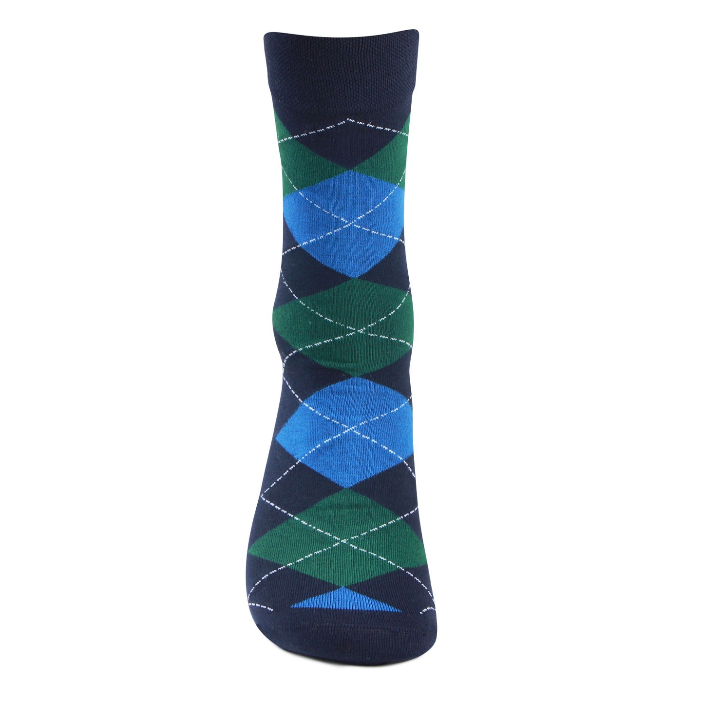 Men's Cotton Argyle Designer Signature Socks - Navy