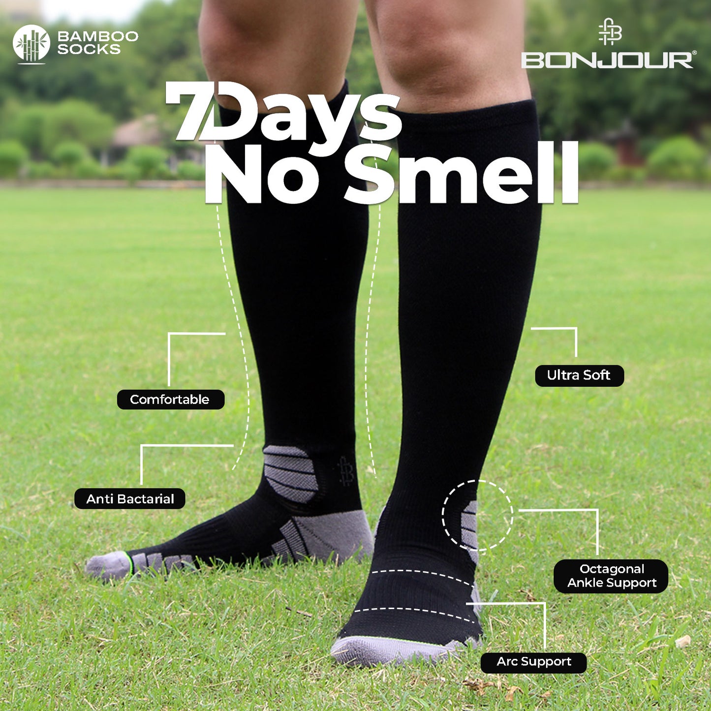 Black Bamboo Compression Socks - Pack of 1