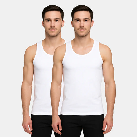 Men's Cotton White Ultra Soft Undershirt Vest- Pack Of 2