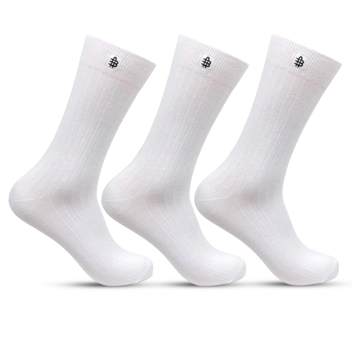 Men Cotton White Rib Full Length Socks- Pack of 3