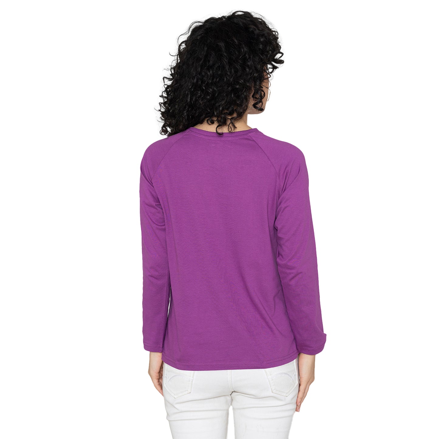 Women V Neck Lounge Wear Tee- Comfort Fit - Purple
